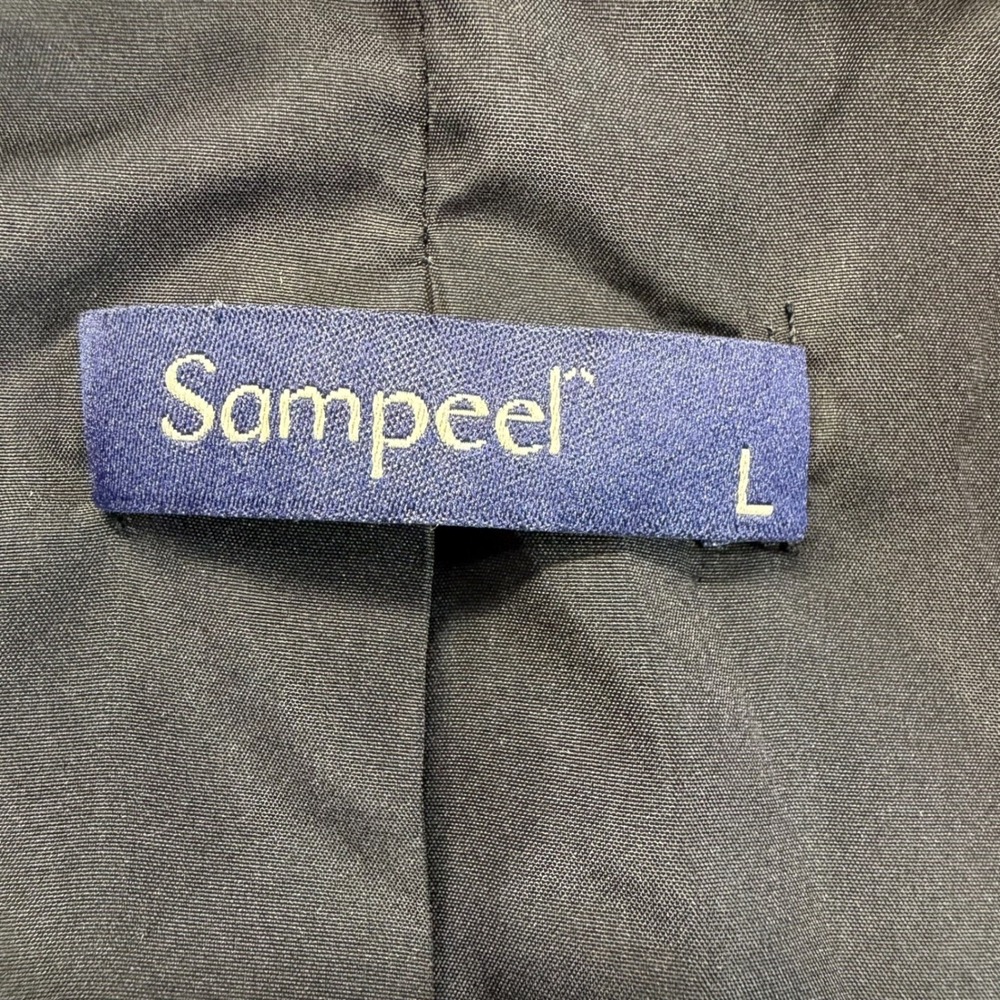 Sampeel Jacket Mens L Black Faux Leather‎ Bomber Zip Up Casual - Picture 10 of 13